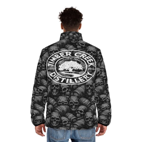 Black skull and barrel Puffer Jacket
