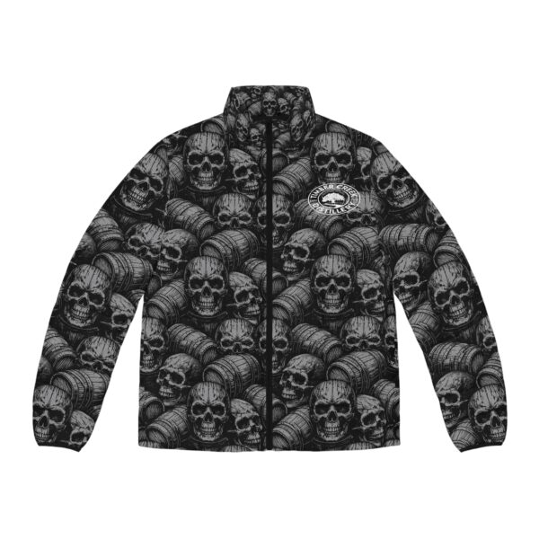 Black skull and barrel Puffer Jacket