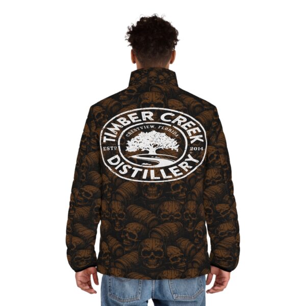 Brown Skull and Barrel Custom Puffer Jacket
