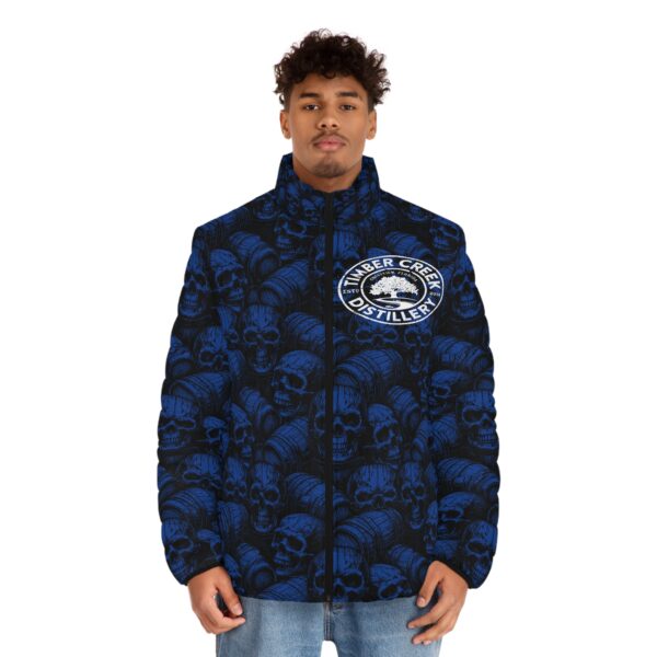 Black skull and barrel Puffer Jacket