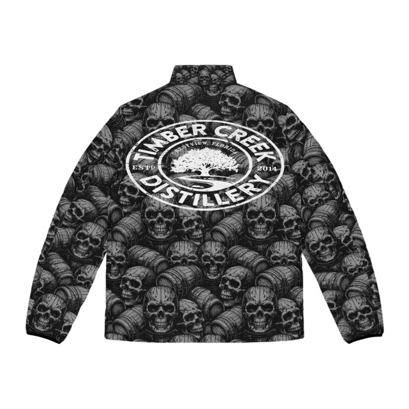 Black skull and barrel Puffer Jacket - Timber Creek Distillery