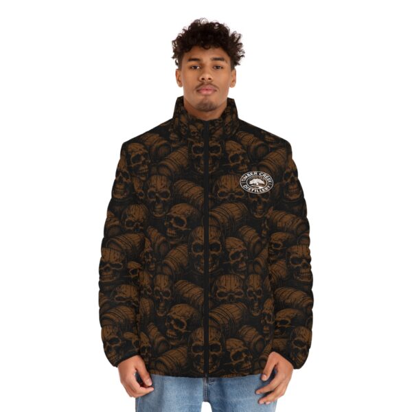 Brown Skull and Barrel Custom Puffer Jacket