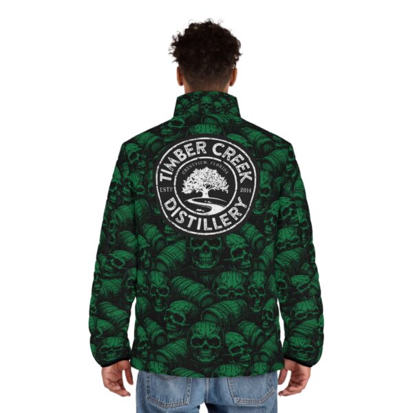 Green Skull and Barrel Custom Puffer Jacket