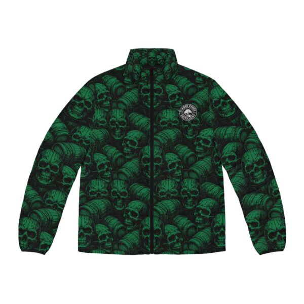 Green Skull and Barrel Custom Puffer Jacket