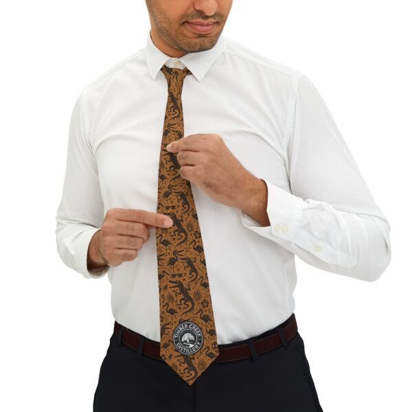 Timber Creek Distillery Themed Necktie - Stylish Brown & Black Design for Men