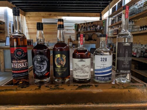 example of some our private labels. we work with a variety of different military groups for these labels. Red empire whiskey, ghostrider, copper collar bourbon, 30mm bourbon, 328 vodka, 30mm vodka